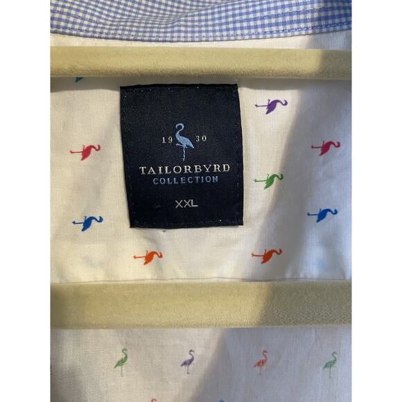 Tailorbyrd Shirt Mens XXL White Flamingo AOP Button Up Flip Cuff Office Party - Picture 6 of 13